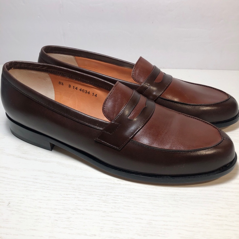 Robert Clergerie Women Size 8.5B 2-tone Brown Penny Leather Loafers Shoes